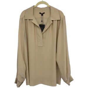 NWT Rachel Zoe light beige 100% silk long sleeve blouse size ~ Medium
